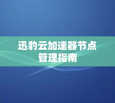 迅豹云加速器节点管理指南